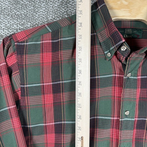 Vintage Orvis Button Down Shirt Mens XL Made In USA Christmas Plaid Red Green - Picture 5 of 5